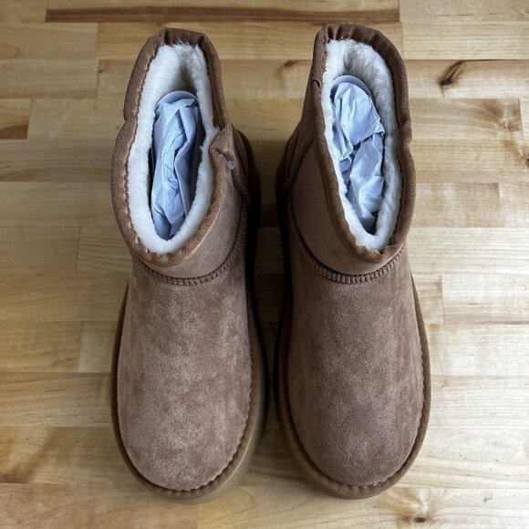 STEVE MADDEN Enchanting Ankle Booties Size 8 Chestnut Brown Platform Winter Boot - Picture 2 of 10